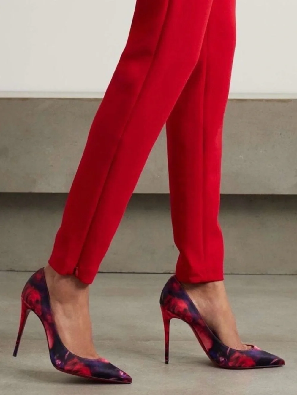 Christian Louboutin Kate 100mm crepe rose print heels